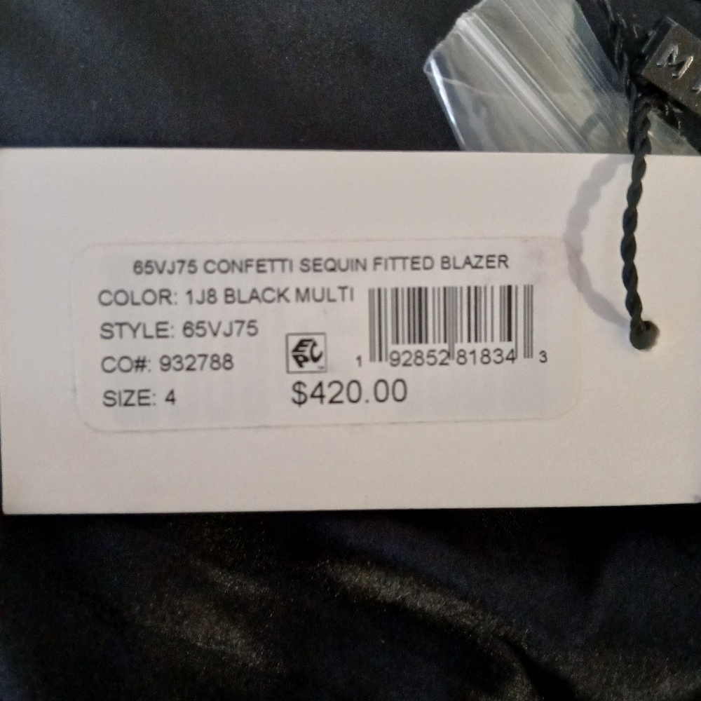 NWT MILLY Confetti Sequin Fitted Blazer in Black Multi - Picture 10 of 16